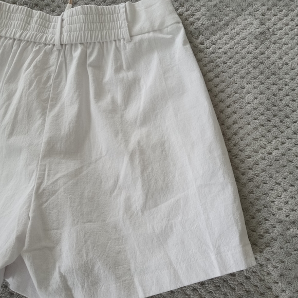 Hi Rise Shorts Linen White Cotton Stretch Pockets New Large Wide Elastic Band - Picture 4 of 16